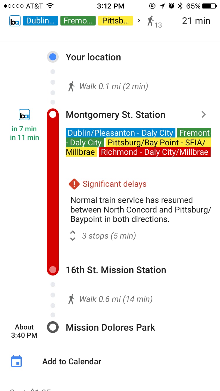 See real-time transit delays.