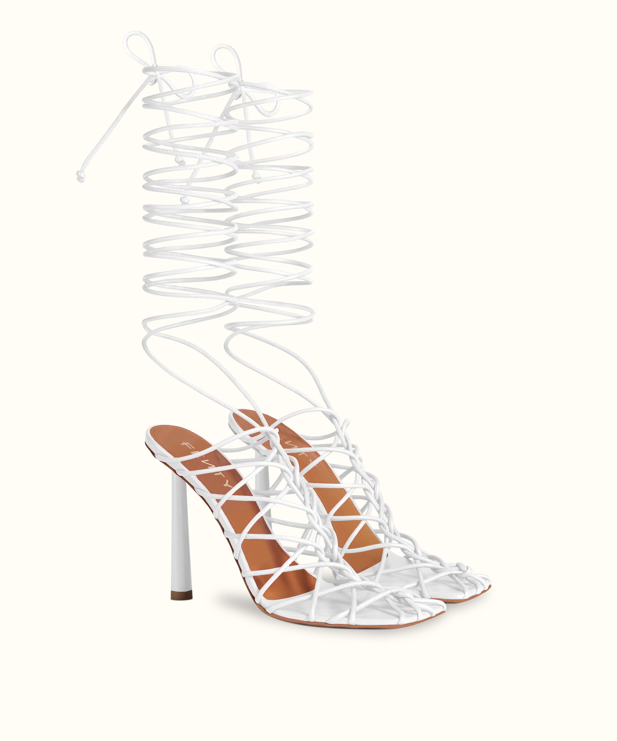 FENTY Caged In in Coco White The Perfect Summer Heels in Acid