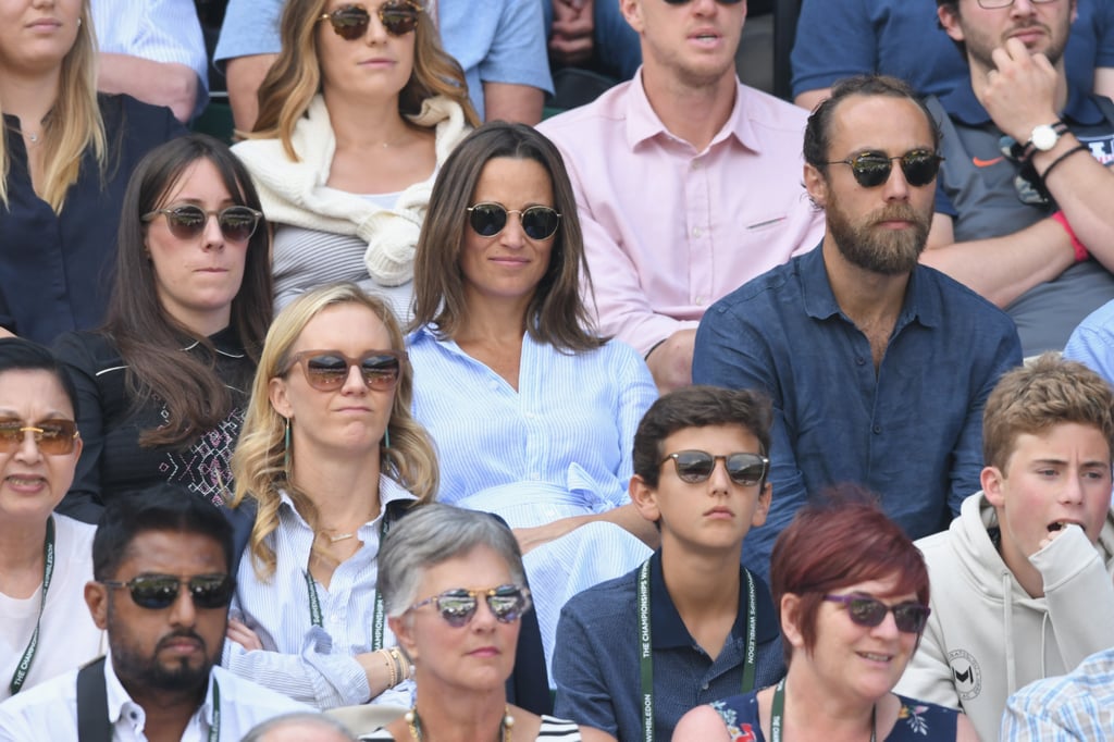 Pippa Middleton Blue Dress and Espadrilles at Wimbledon 2018