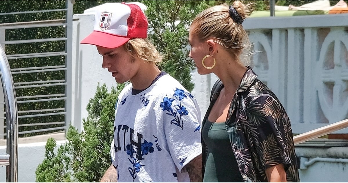 Hailey Baldwin Floral Pajamas With Justin Bieber in Miami