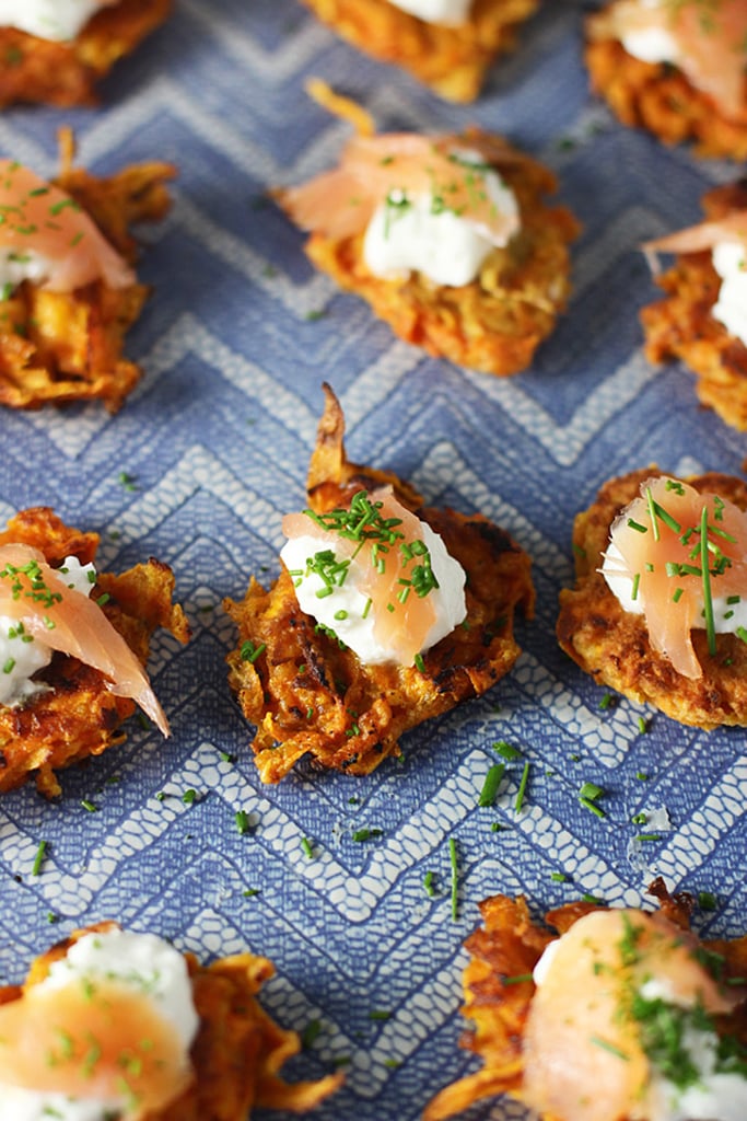 Mini Sweet Potato Latkes With Greek Yogurt and Smoked Salmon