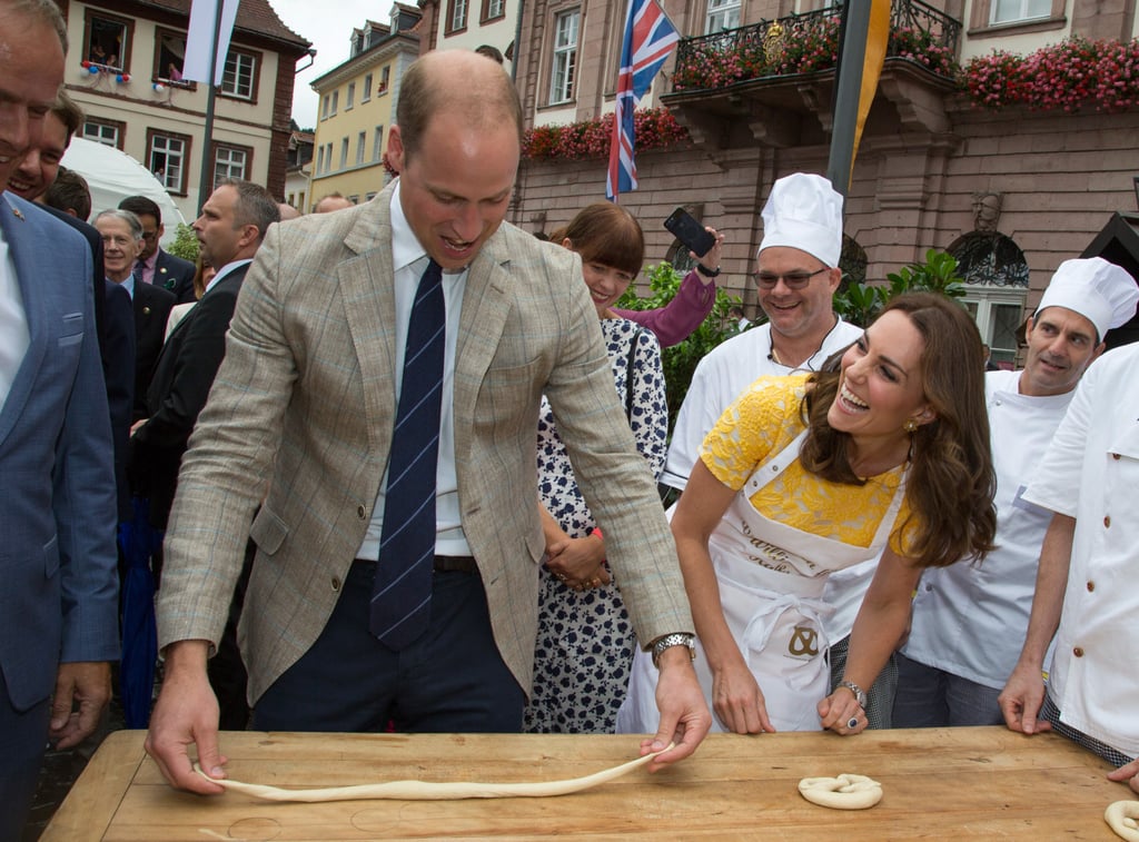 Kate and Will attempted to make pretzels in a German market.