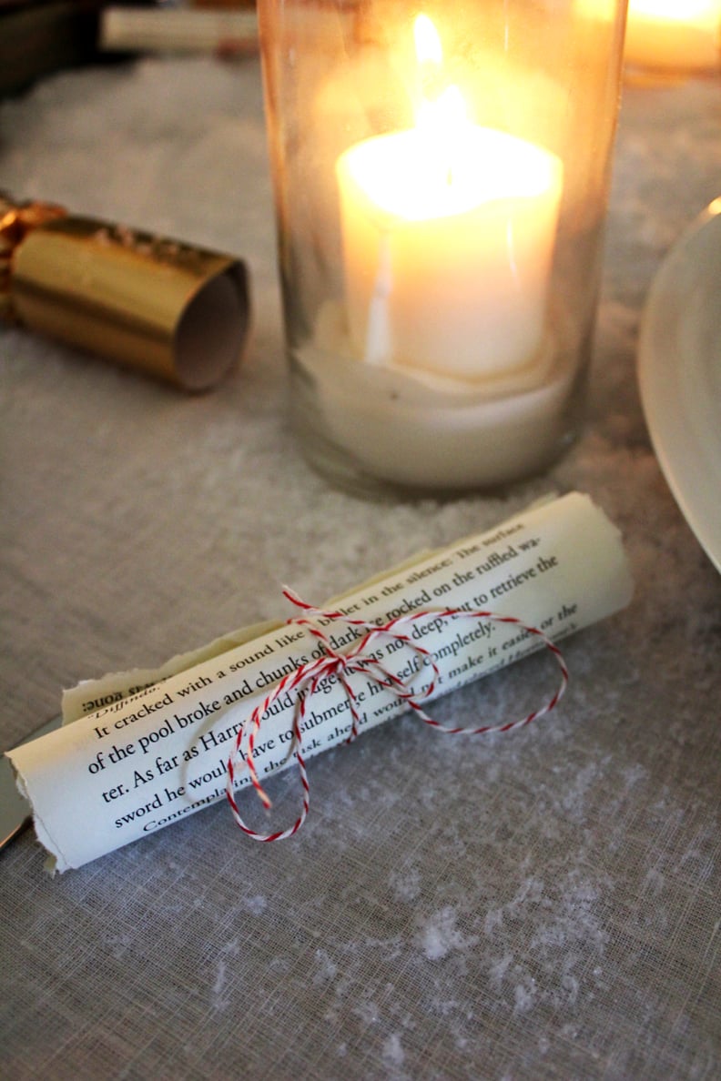 Place scrolls on the table as decor, too.