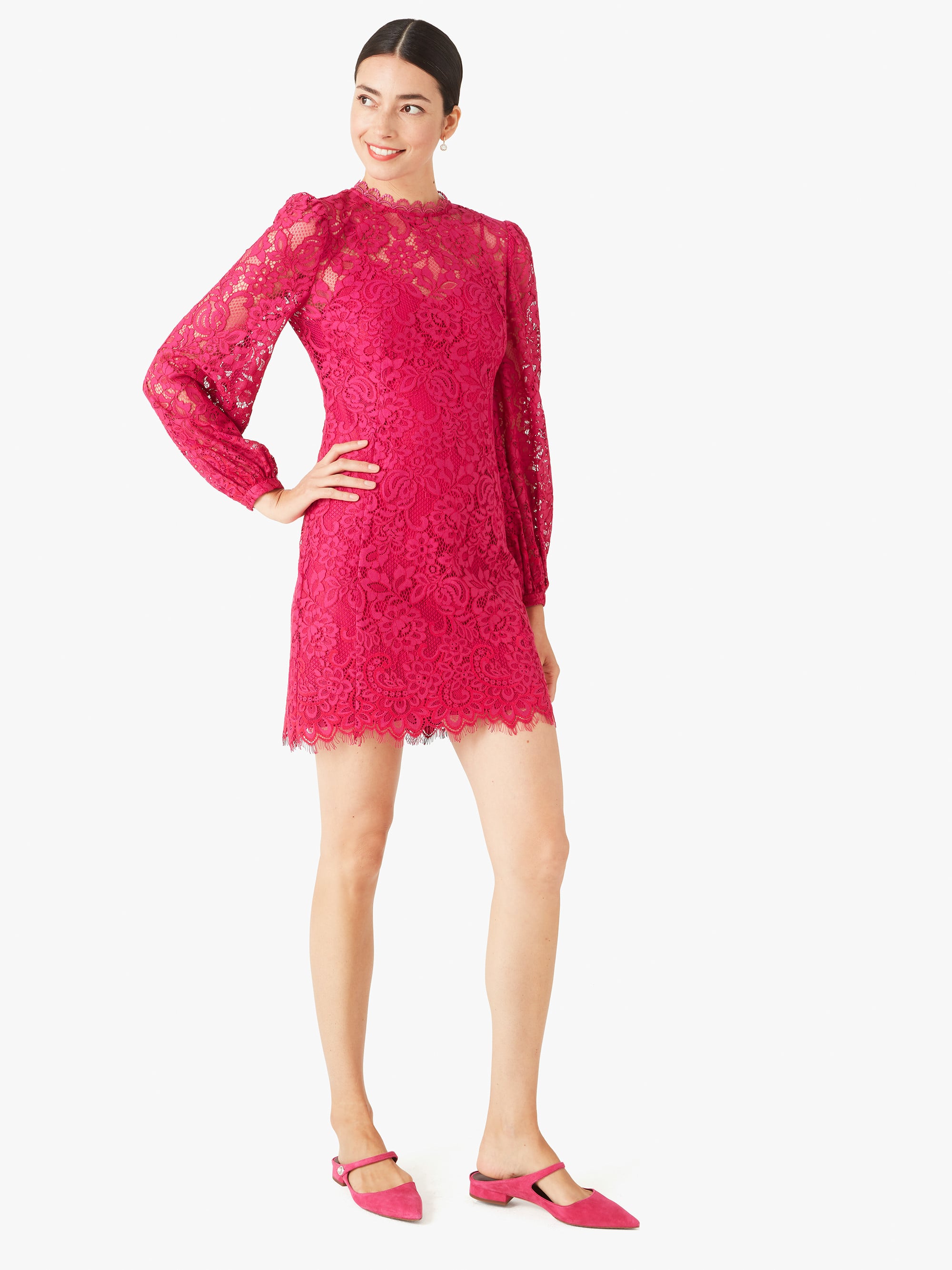 Raspberry lace dress clearance