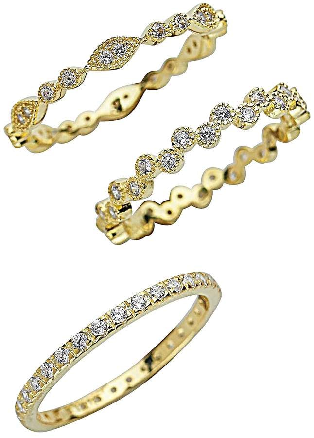 Sterling Forever Gold Vermeil & Cubic Zirconia Stackable Rings