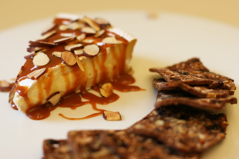 Brie With Caramel and Sliced Almonds