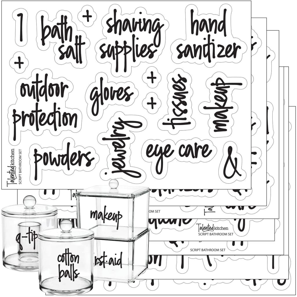 Talented Kitchen Script Bathroom Organization Labels