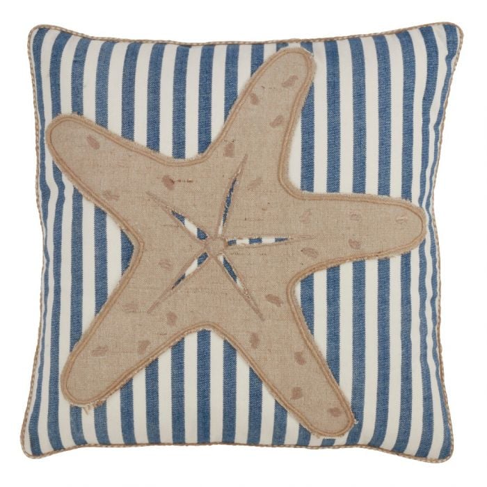 Madeline: Down Filled Striped Starfish Throw Pillow