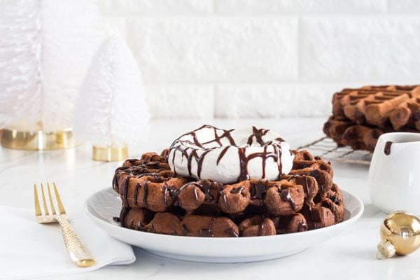 Chocolate Eggnog Waffles