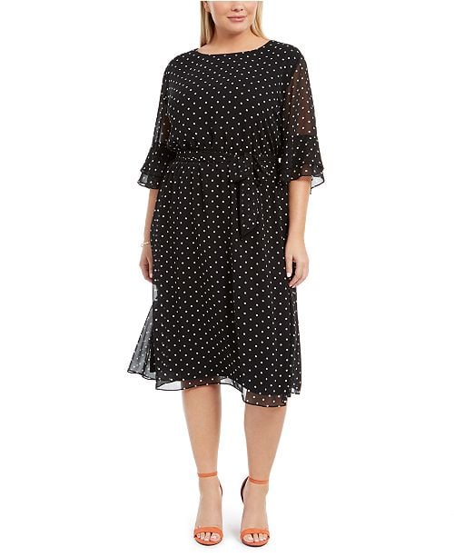 Anne Klein Printed Bell-Sleeve A-Line Dress