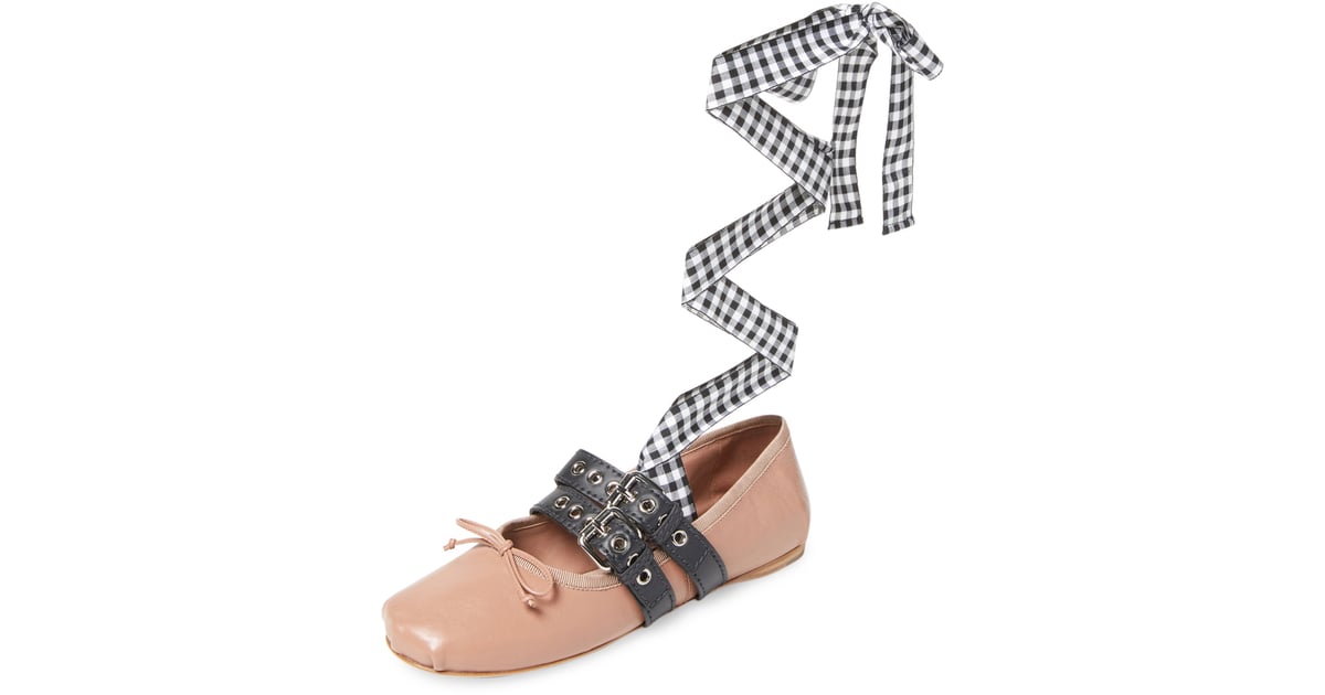 miu miu lace up ballet flats