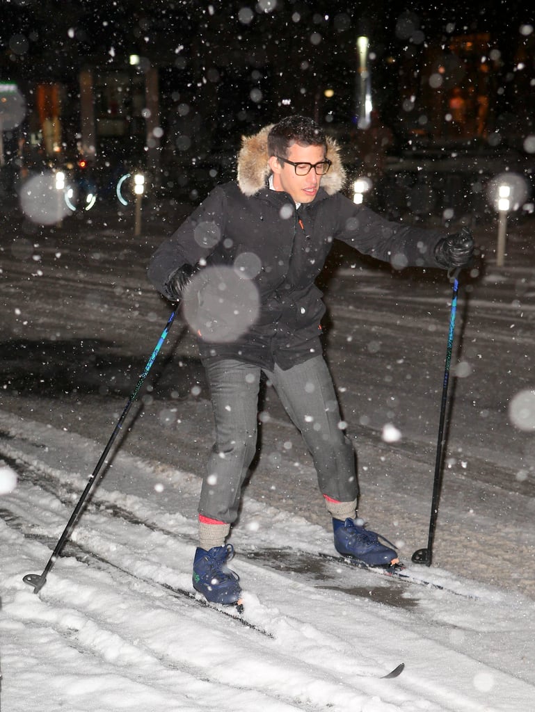 Andy Samberg Skiing on the Streets in NYC