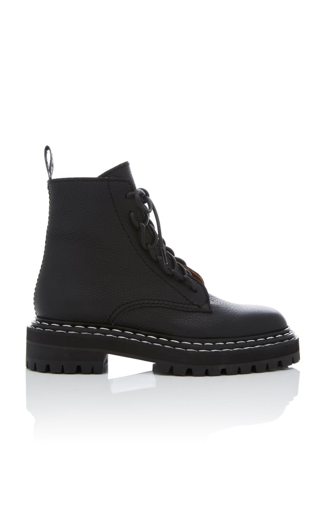 Proenza Schouler Leather Contrast-Stitched Combat Boots