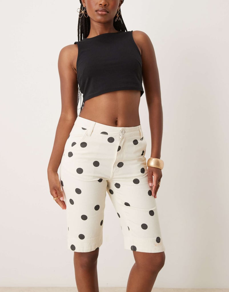 Asos Design Denim Capri in Mini Polka Dot