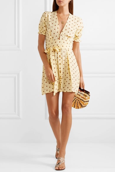 Faithfull The Brand Vanelli Tie-Detailed Polka-Dot Crepe Mini Dress | Petite Spring Dresses 