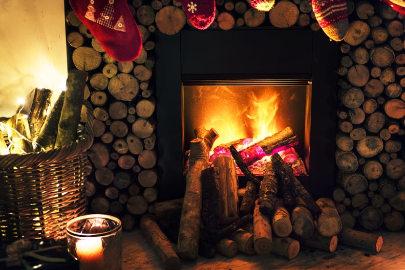 Cozy up by the fire and talk.