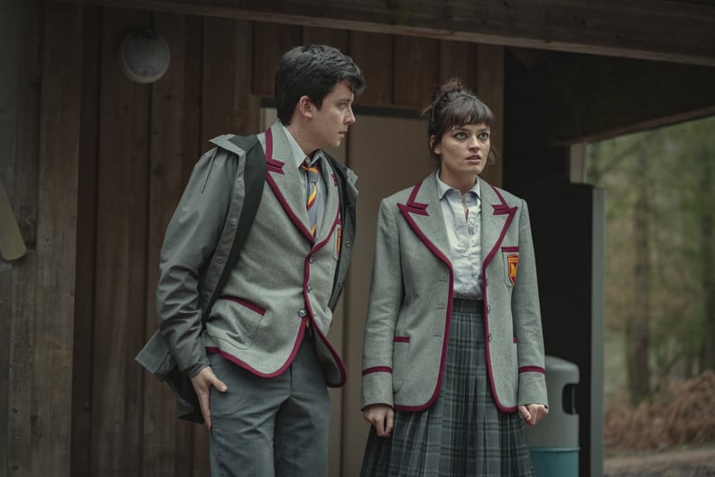 Sex Education Season 3.  Asa Butterfield as Otis Milburn, Emma Mackey as Maeve Wiley in Episode 5 of Sex Education Season 3. Cr. Sam Taylor/NETFLIX © 2020