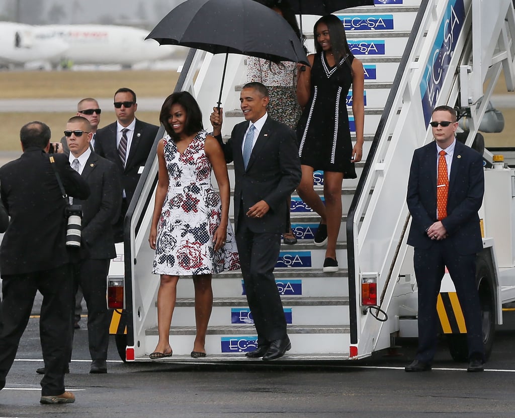 Barack joined the prints party too — he wore a polka-dot tie.
