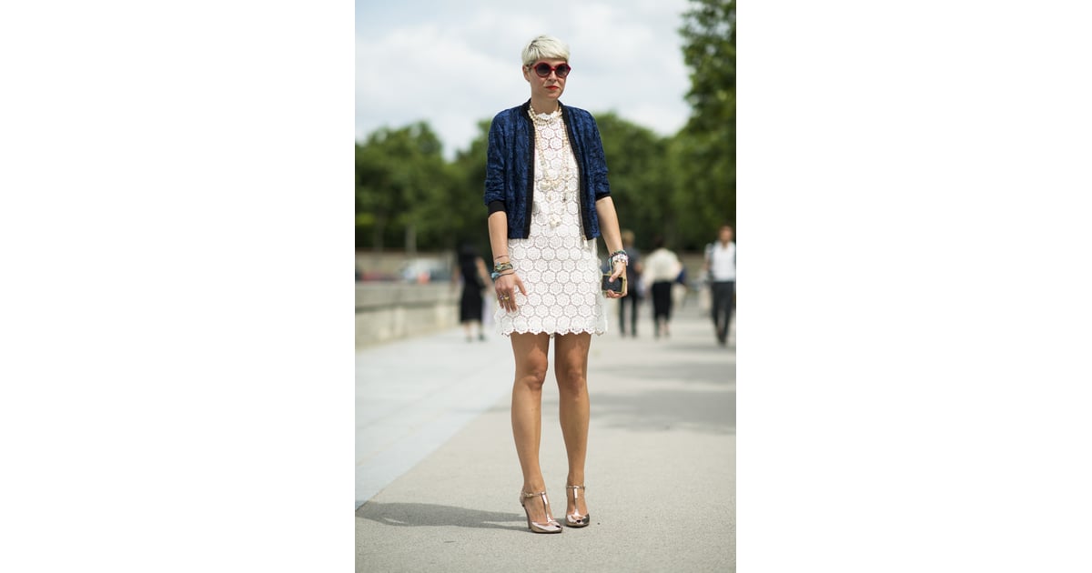 Elisa Nalin Made A Lacy Lwd Show Worthy With A Deep Blue Jacket 