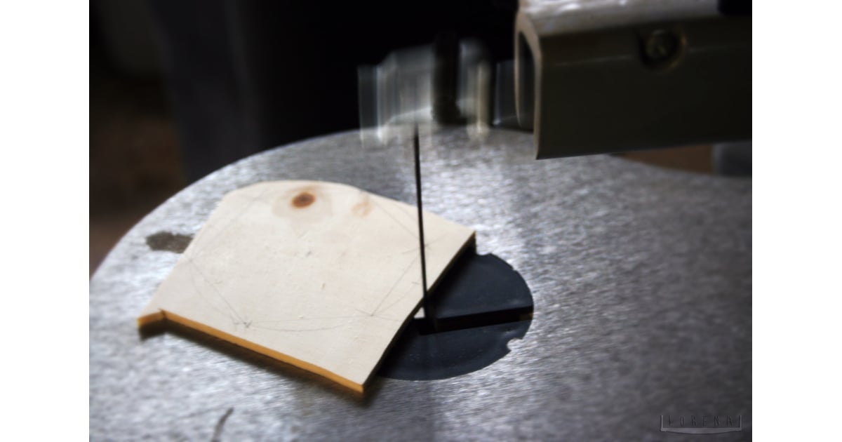 "The tiles were then cut into shape by the scroll saw, before being