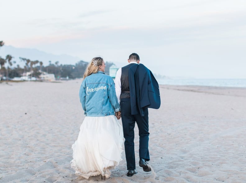 Relaxed Fit Embroidered Denim Jacket With Last Name