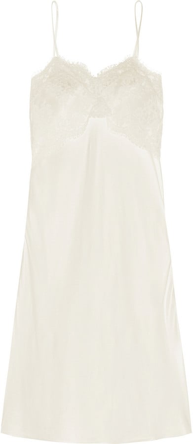 Olivia von Halle Grace Lace-Paneled Silk-Satin Chemise ($895)