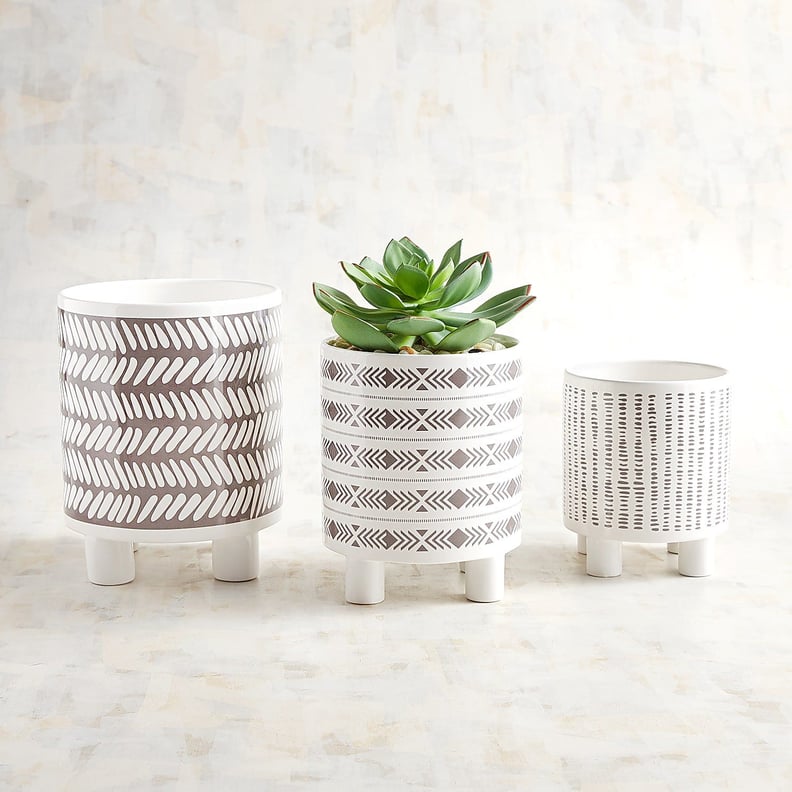 Gray and White Stackable Planter Set