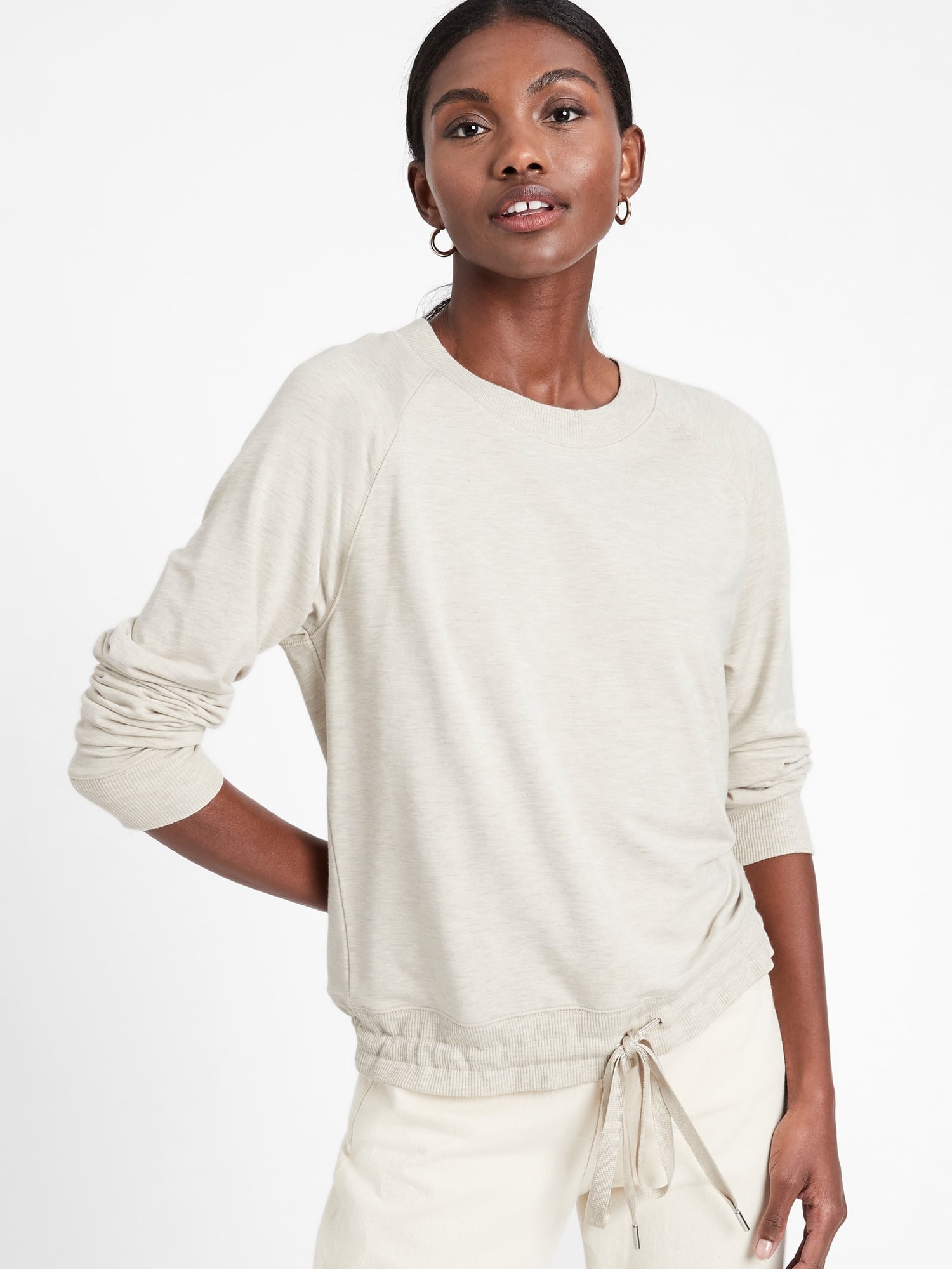 drawstring hem sweatshirt