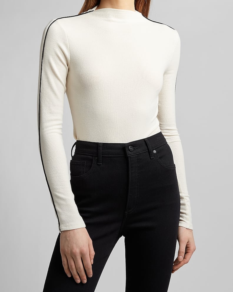 Tipped Sleeve Mock Neck Tee