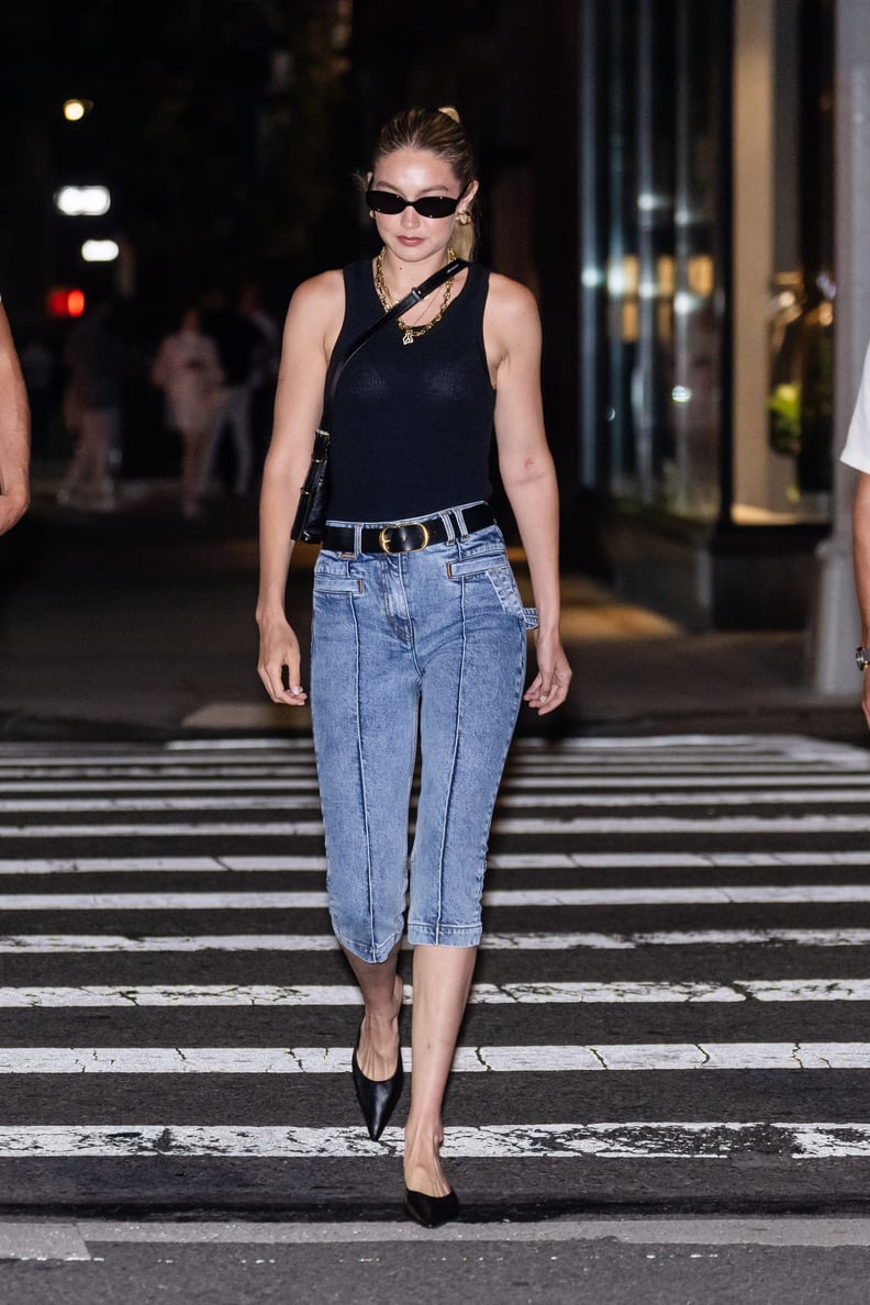 Gigi Hadid Wears Denim Capri Pants in New York City