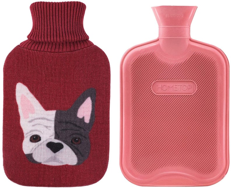 HomeTop Premium 2 Liter Classic Rubber Hot Water Bottle With Cute Bulldog Knit Cover