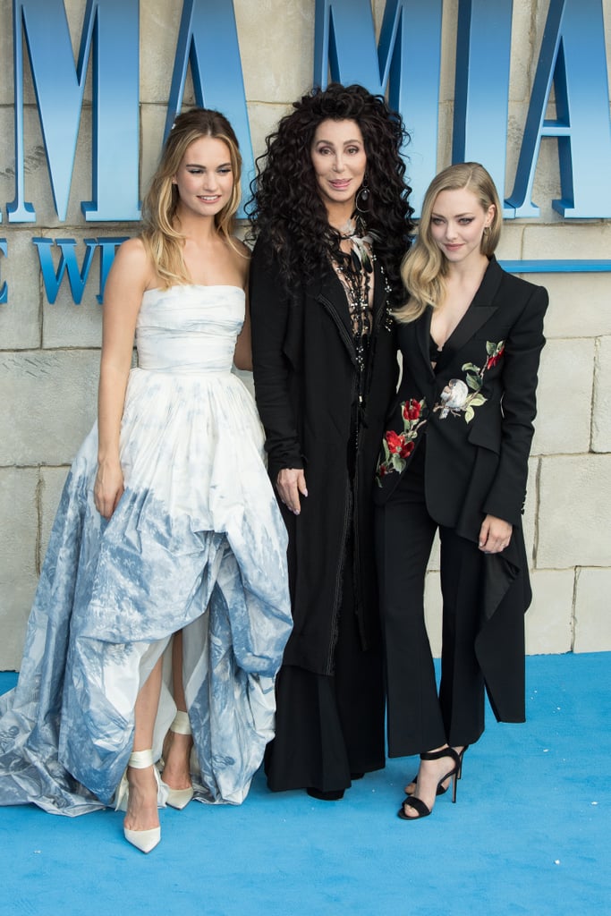 Pictured: Lily James, Cher, and Amanda Seyfried