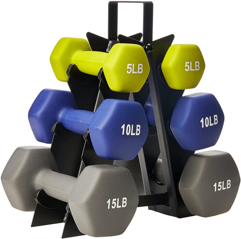 An At-Home Must-Have: Amazon Basics Neoprene Workout Dumbbell Hand Weights and Weight Rack