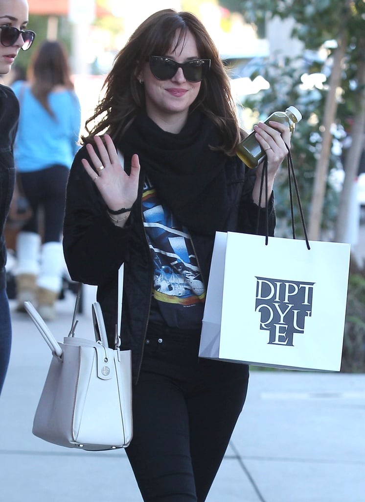 Dakota Johnson shopped for candles in LA on Saturday.