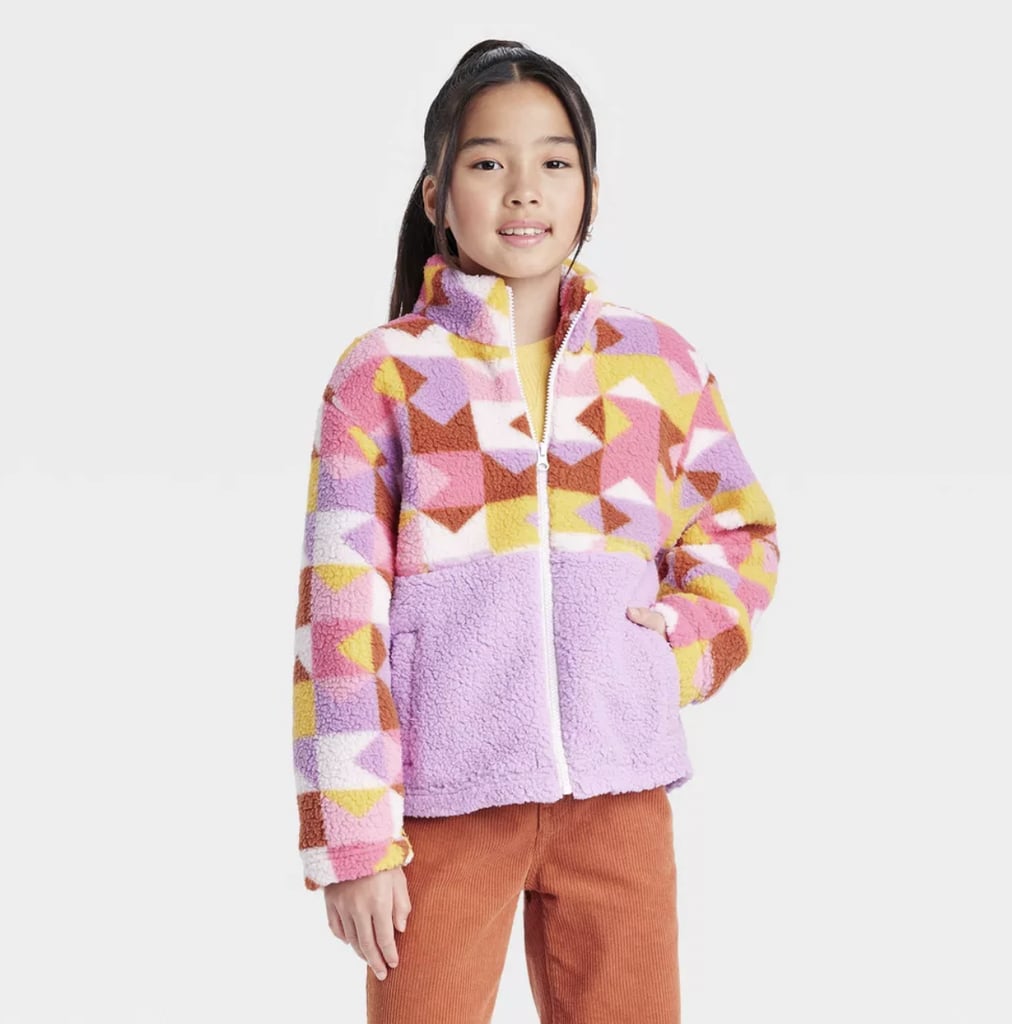 Best Cyber Monday Kids' Apparel Deals at Target: Cat & Jack Girls' Printed Zip-Up Sherpa Jacket