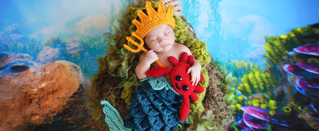 Newborn Photos in Crocheted Disney Outfits