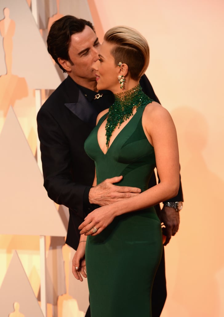 John Travolta And Scarlett Johansson At The Oscars POPSUGAR Celebrity Photo