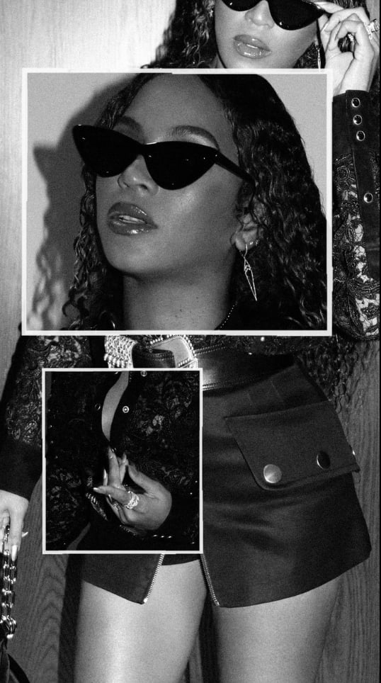 Beyoncé's Black Lace Top and Miniskirt