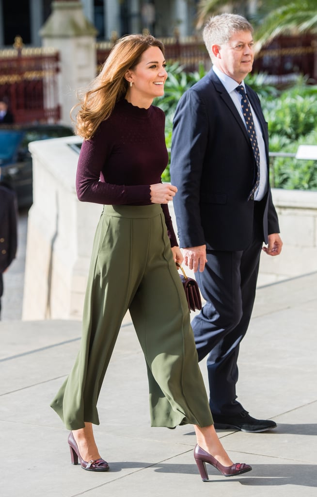 Kate Middleton Wears Jigsaw Pants and Warehouse Sweater