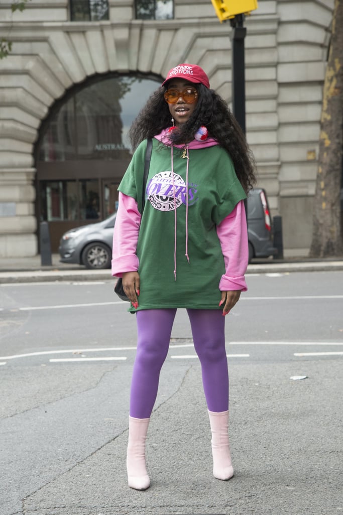 Trade in your black leggings for purple ones to give your outfit that pop of color. Trade in your black leggings for purple ones to give your outfit that pop of color.