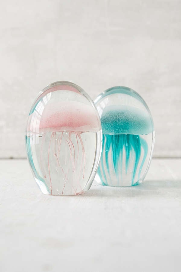 Glow-in-the-Dark Glass Jellyfish Decor