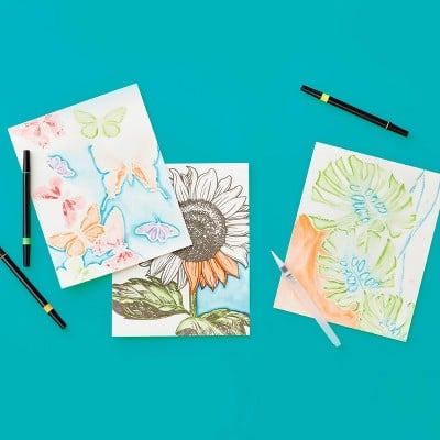 Mondo Llama 24pg Watercolor Coloring Book Set Floral and Fauna