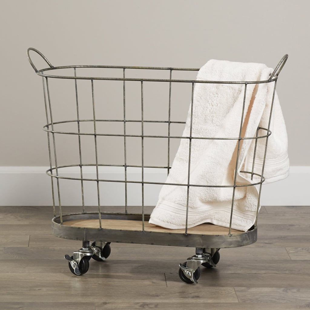 Gracie Oaks Rolling Laundry Metal Basket