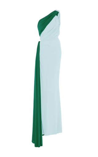 Elizabeth Kennedy One-Shoulder Cutout Jersey Gown