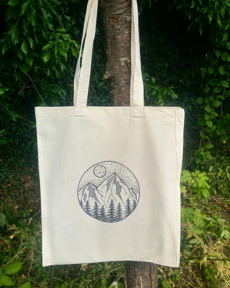 Hand-Illustrated Mountain Eco-Friendly Tote Bag | The Best Eco-Friendly ...