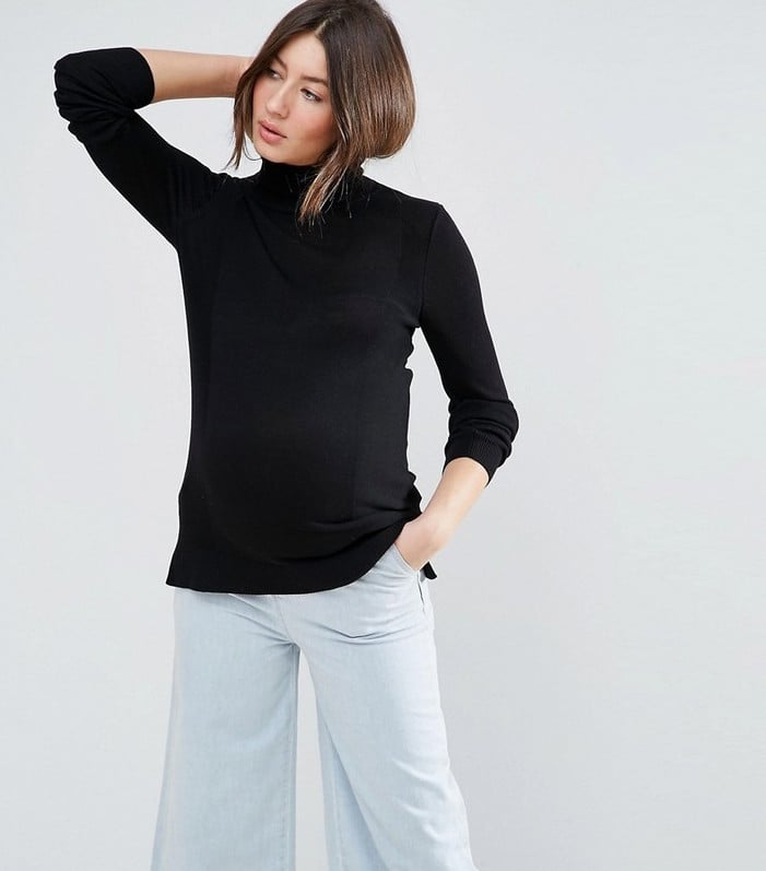 Sweater With Roll Neck and Rib Detail