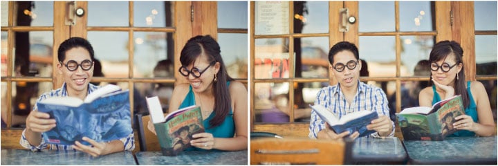 Set the scene for your own engagement photo shoot with your favorite reads. 
Photo: Orange Turtle Photography