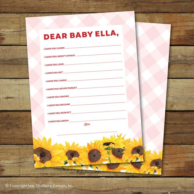 Dear Baby Printable Shower Cards