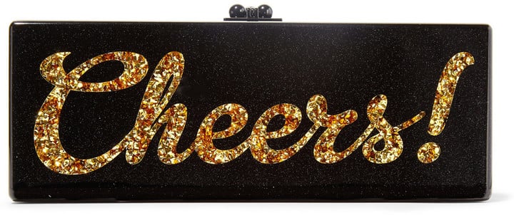 Edie Parker Flavia Cheers Glittered Acrylic Box Clutch ($1,495)