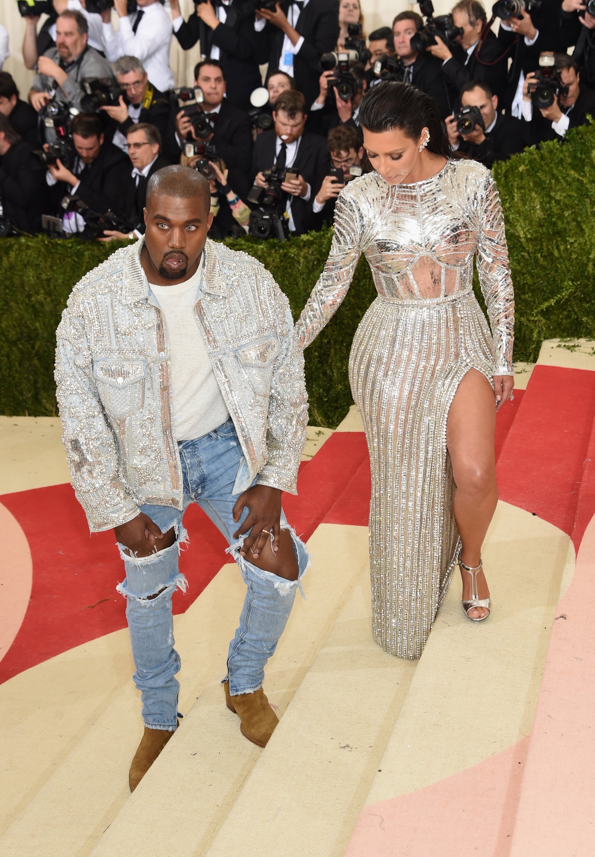 Kim Kardashian and Kanye West at the 2016 Met Gala POPSUGAR Celebrity